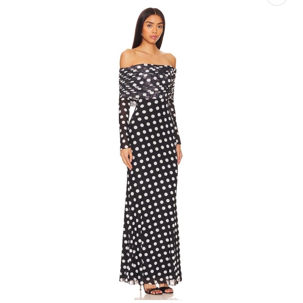 AFRM Black & White Polka Dot Maxi Dress